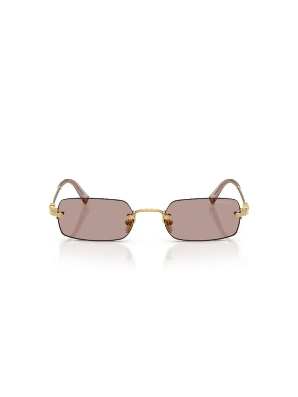 New Miu Miu Women's Sunglasses Gold Brown Lens Metal Frame MU B50S 5AK20I 52